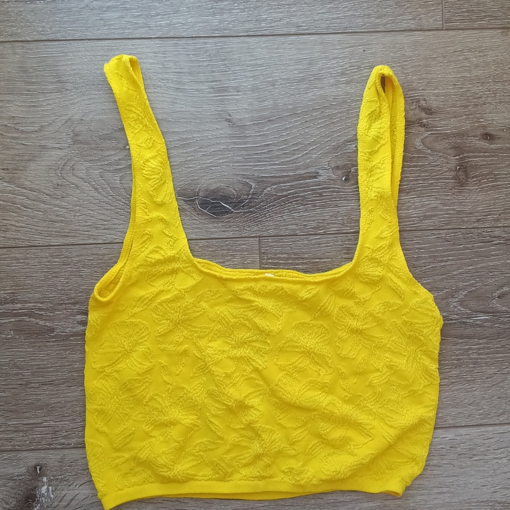 Anthropologie Hannah Seamless Textured Crop Tank Yellow - Picture 7 of 8